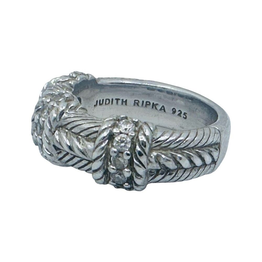 Judith Ripka 925 Sterling Silver Cubic Zirconia Ring Band - Size 6 - Picture 3 of 10